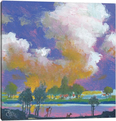 Cloud Reflection Canvas Art Print - Lake & Ocean Sunrise & Sunset Art