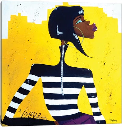 Vogue Canvas Art Print - Black, White & Yellow Art