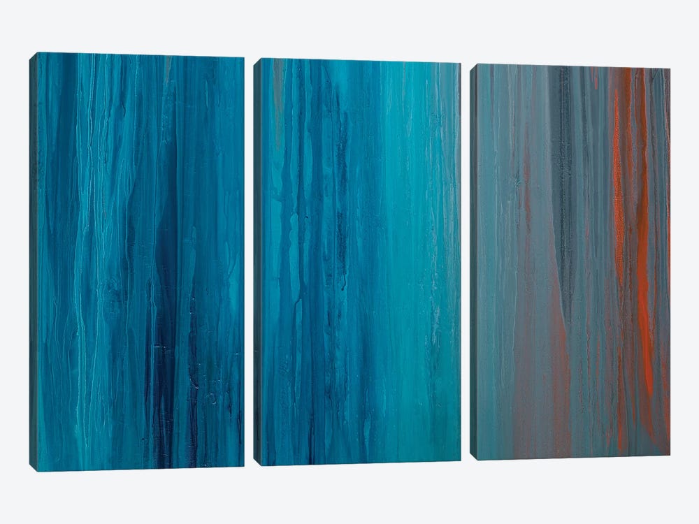 Drenched in Teal II by Teodora Guererra 3-piece Canvas Print