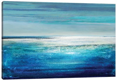 Reflection On The Horizon II Canvas Art Print - Blue & White Art