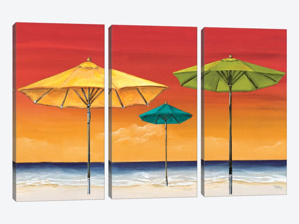Tropical Umbrellas I by Tiffany Hakimipour 3-piece Canvas Art Print