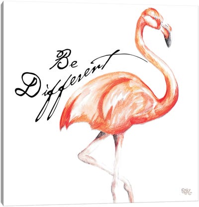 Be Different Flamingo I Canvas Art Print - Flamingo Art