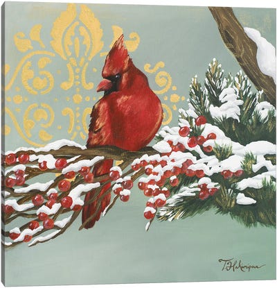 Winter Red Bird I Canvas Art Print - Cardinal Art