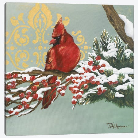 Winter Red Bird I Canvas Print #THK32} by Tiffany Hakimipour Canvas Artwork