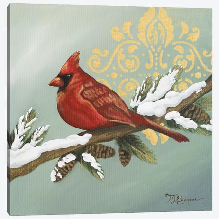 Winter Red Bird II Canvas Print #THK33} by Tiffany Hakimipour Canvas Art