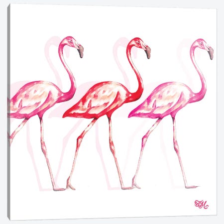 Flamingo Trio I Canvas Print #THK3} by Tiffany Hakimipour Canvas Artwork
