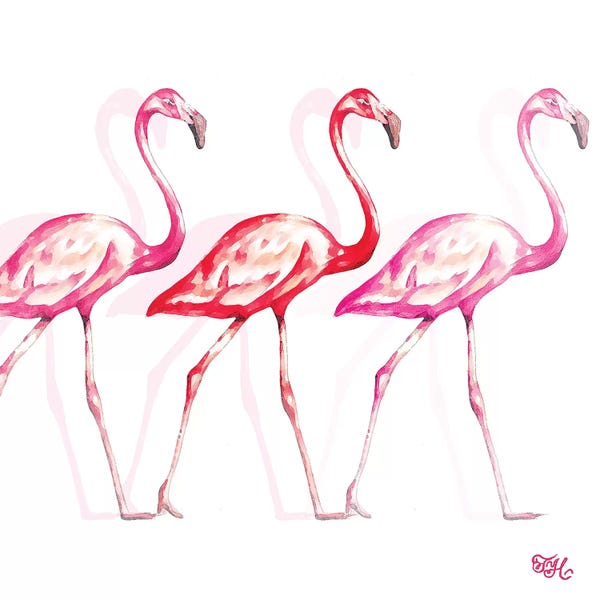 Flamingos: Flamingo Trio I by Tiffany Hakimipour