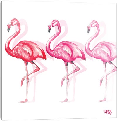 Flamingo Trio II Canvas Art Print - Beach Vibes