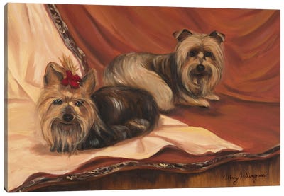 Terrier Couple Canvas Art Print - Yorkshire Terrier Art