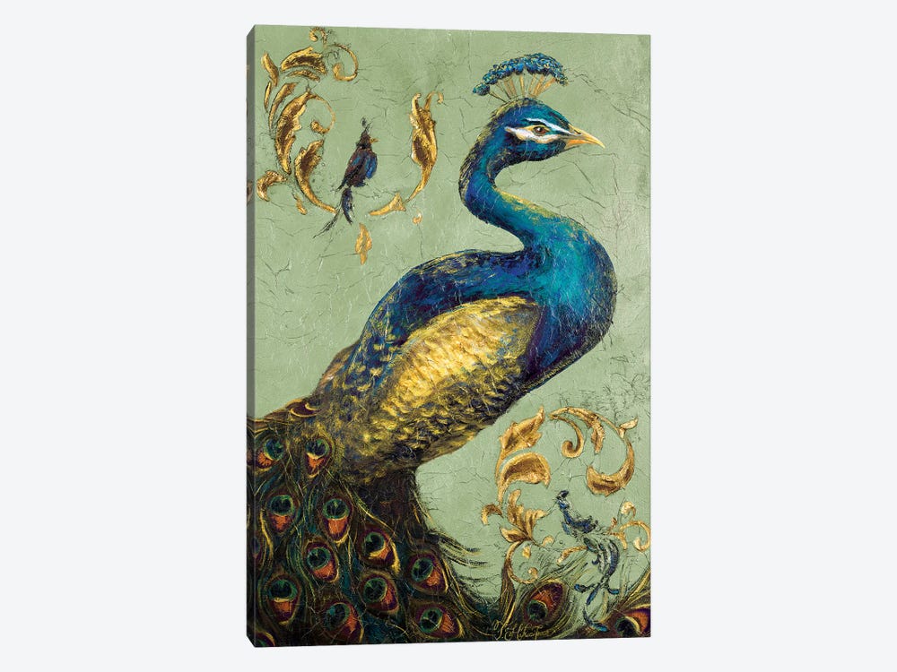 Peacock on Sage I by Tiffany Hakimipour 1-piece Canvas Artwork