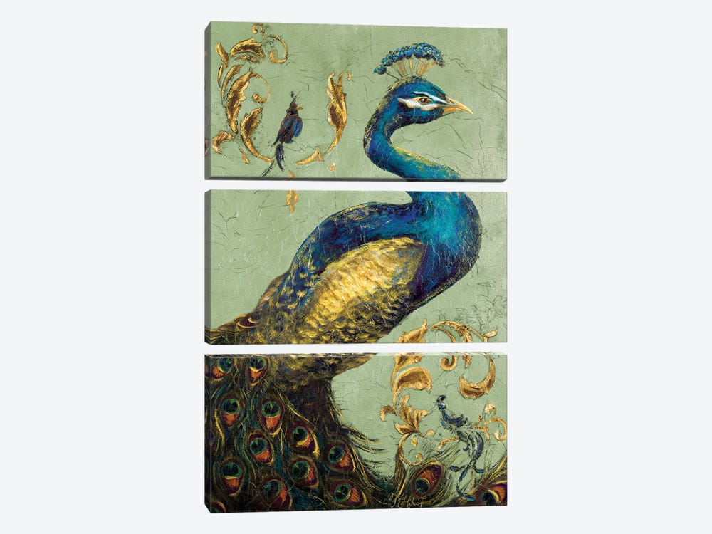 Peacock on Sage I by Tiffany Hakimipour 3-piece Canvas Wall Art