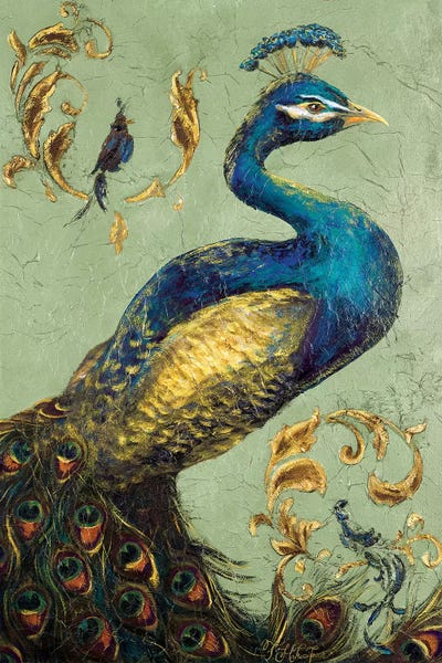Peacocks: Peacock on Sage I by Tiffany Hakimipour