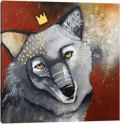 Of Kindness And Mischief Canvas Art Print - Wolf Art