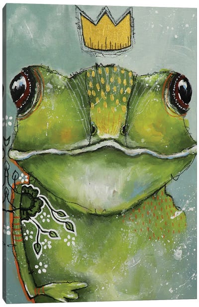 A Rainy Day Visitor Canvas Art Print - Frog Art