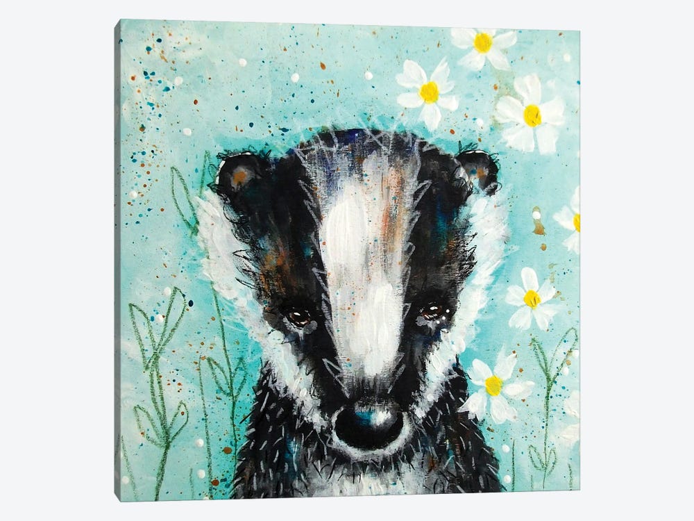 The Badger In My Daisies by The Secret Hermit 1-piece Canvas Artwork
