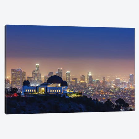L.A. Skyline With Griffith Observatory Canvas Print #THV2} by Toby Harriman Canvas Artwork