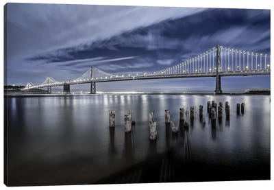 The Bay Bridge Lights Canvas Art Print