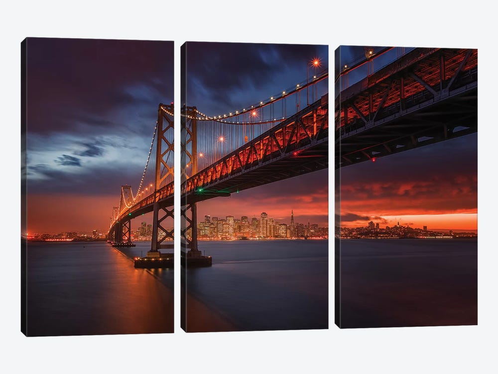 Fire Over San Francisco by Toby Harriman 3-piece Canvas Art