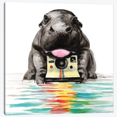 Baby Hippo Canvas Print #TIM4} by TIANA Canvas Art