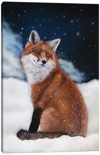 Red Fox In The Snow Canvas Art Print - Self-Taught Women Artists