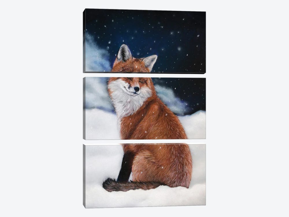 Red Fox In The Snow by Tatjana Bril 3-piece Canvas Art