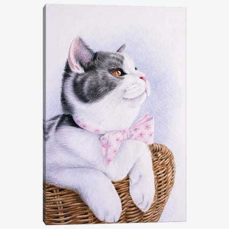 Cat With A Bow Canvas Print #TJB23} by Tatjana Bril Canvas Art Print