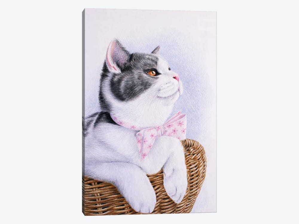 Cat With A Bow by Tatjana Bril 1-piece Canvas Art Print