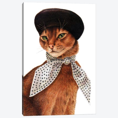 Lady Cat Canvas Print #TJB26} by Tatjana Bril Canvas Artwork