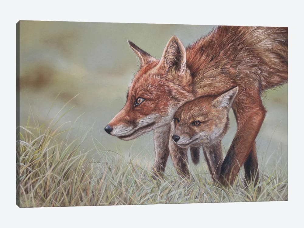 Mother Fox And Her Cub by Tatjana Bril 1-piece Canvas Art