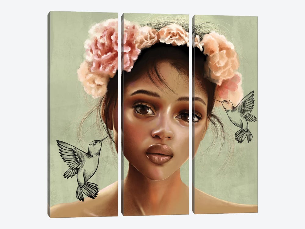 Flowers In Your Hair by Teodora Jelenic 3-piece Canvas Print