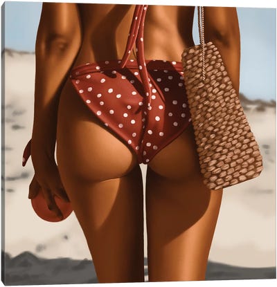 Marks In The Sand III Canvas Art Print - Women's Swimsuit & Bikini Art
