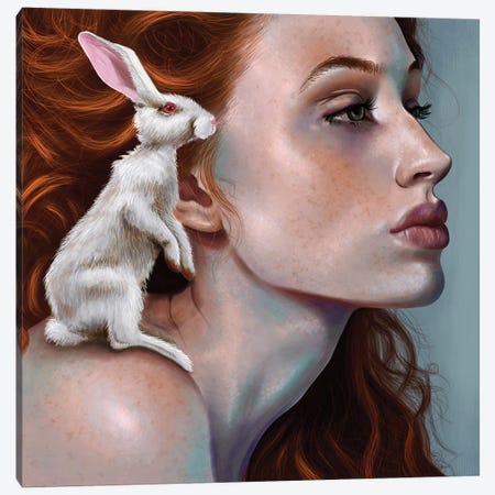 Rabbit Girl Canvas Print #TJE34} by Teodora Jelenic Canvas Artwork
