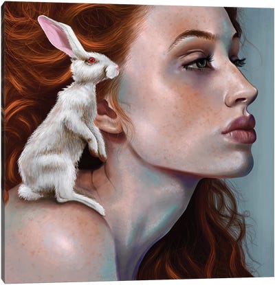 Rabbit Girl Canvas Art Print - Hyperreal Portraits