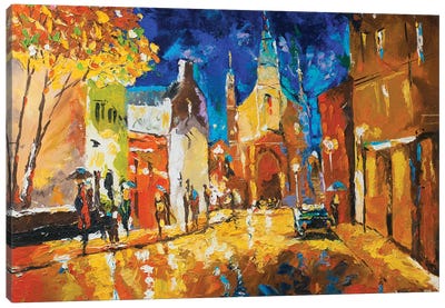 Streets Of Montreal Canvas Art Print - Gold Abstract Art