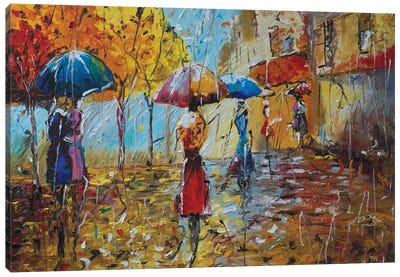 Streets Of Paris. Rain Canvas Art Print - Tanija Petrus
