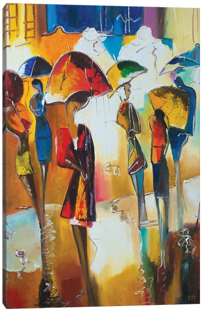 Walking In The Rain Canvas Art Print - Tanija Petrus