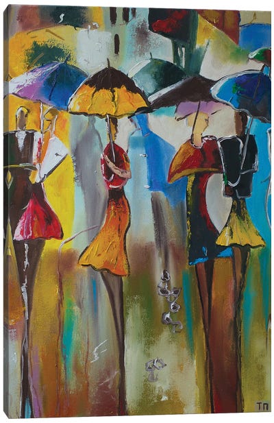 April Showers Canvas Art Print - Umbrella Art