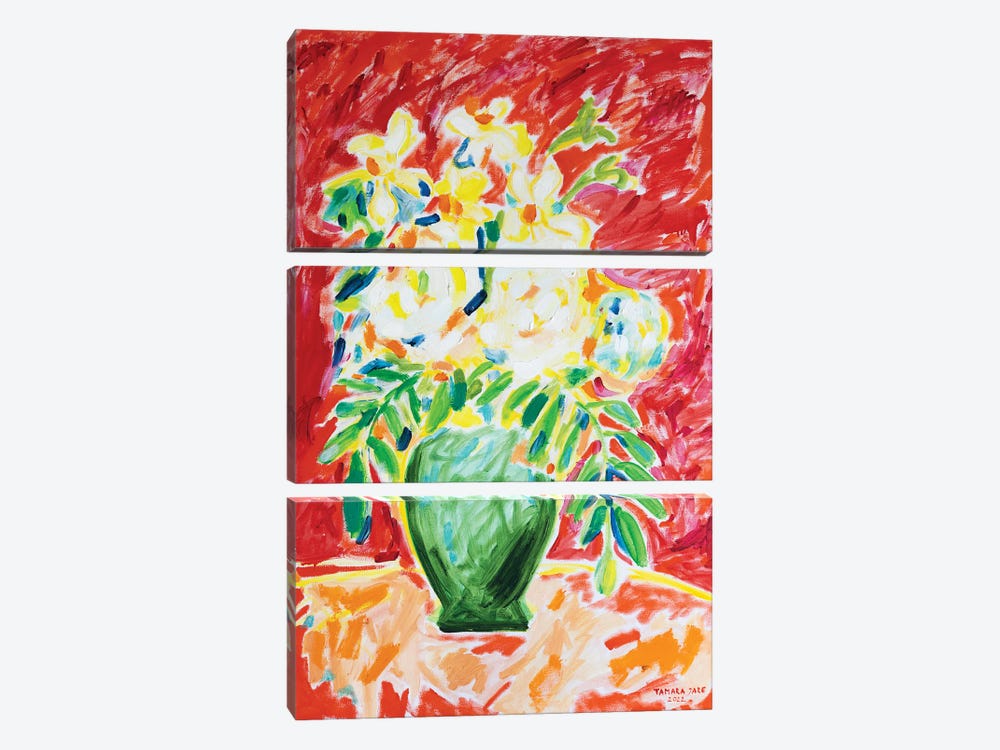 Green Vase by Tamara Jare 3-piece Canvas Art Print