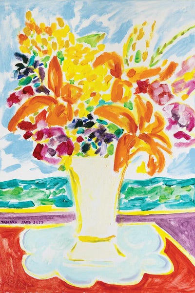 Tamara Jare: On My Window Vase of Flowers by Tamara Jare