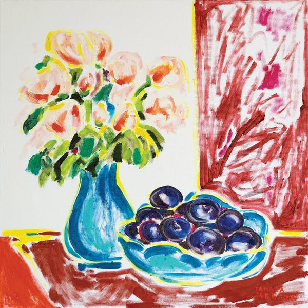 Artists Like Matisse: Plums And Hibiscus by Tamara Jare