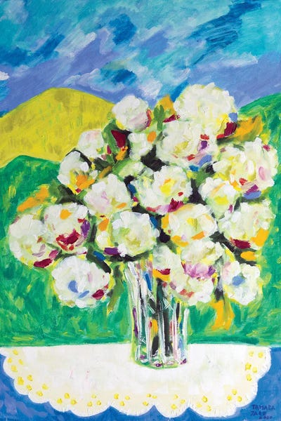 Tamara Jare: White Bouquet On The Window by Tamara Jare