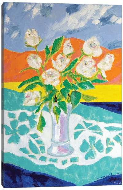 White Roses Bouquet Canvas Art Print - Tamara Jare