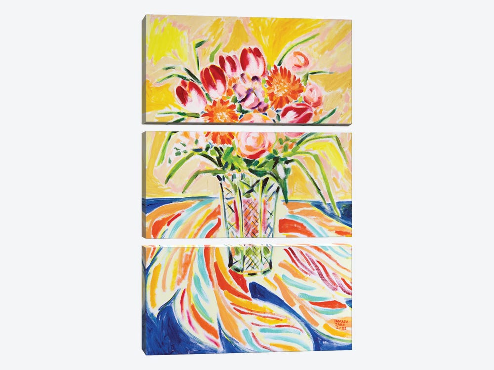 Colorful Flowers by Tamara Jare 3-piece Canvas Wall Art