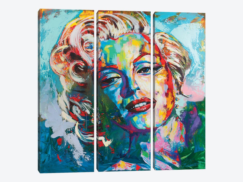Marilyn Monroe IV by Tadaomi Kawasaki 3-piece Canvas Wall Art
