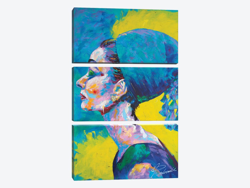 Audrey Hepburn II by Tadaomi Kawasaki 3-piece Canvas Print