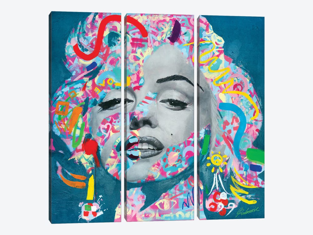 Marilyn Monroe V by Tadaomi Kawasaki 3-piece Canvas Artwork