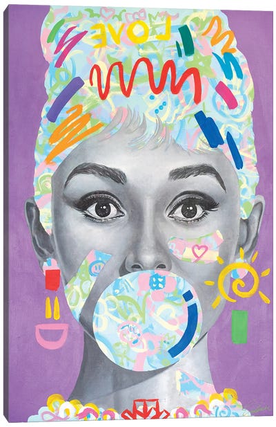 Audrey Hepburn - Kids X Tadaomi Collaboration - Canvas Art Print - Candy Art