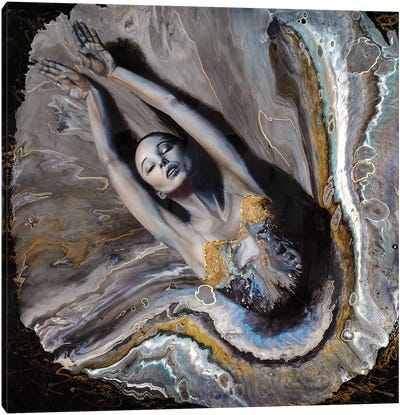 Mermaid In The Water Canvas Art Print - Ballet Art