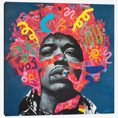 Jimi Hendrix Canvas Print #TKA52} by Tadaomi Kawasaki Canvas Artwork