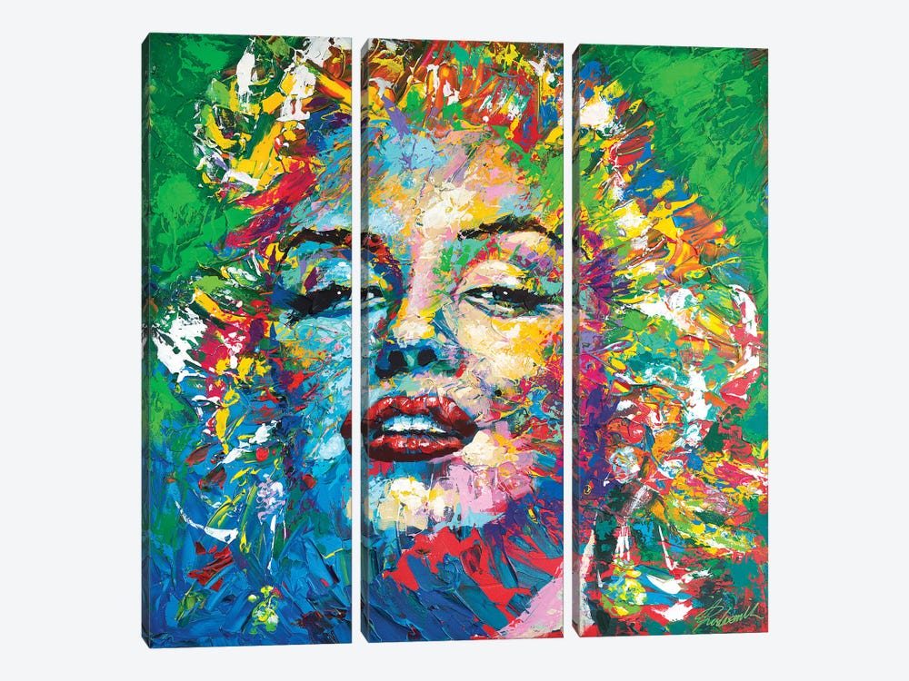Marilyn Monroe VII by Tadaomi Kawasaki 3-piece Canvas Wall Art
